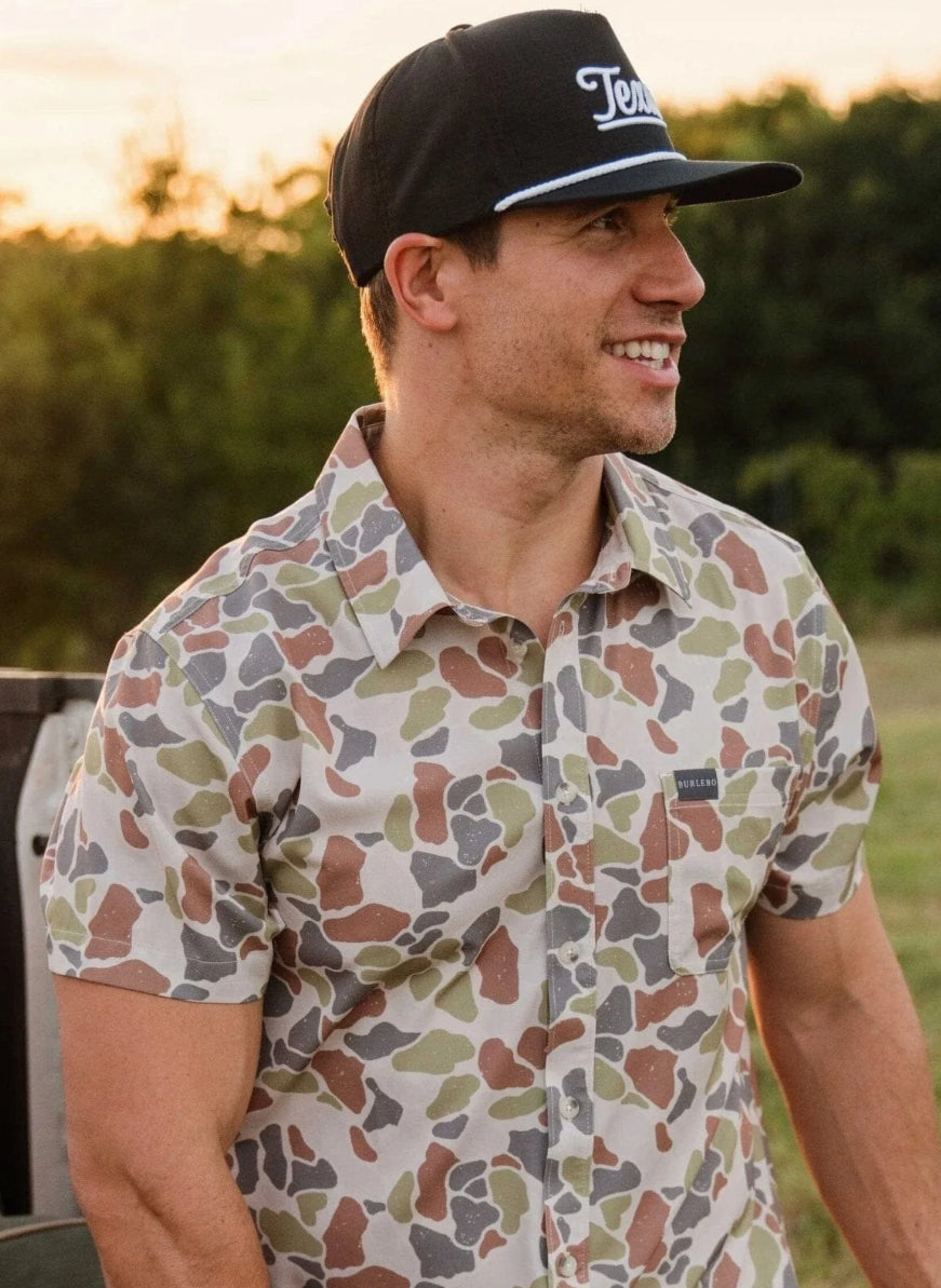 Burlebo Performance Button Up Driftwood Camo