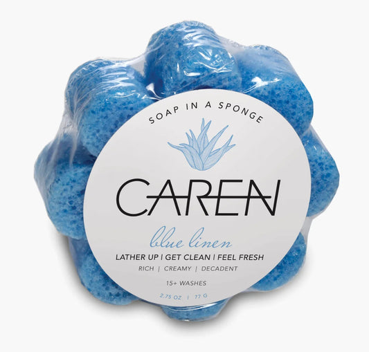 Caren Blue Linen Shower Sponge