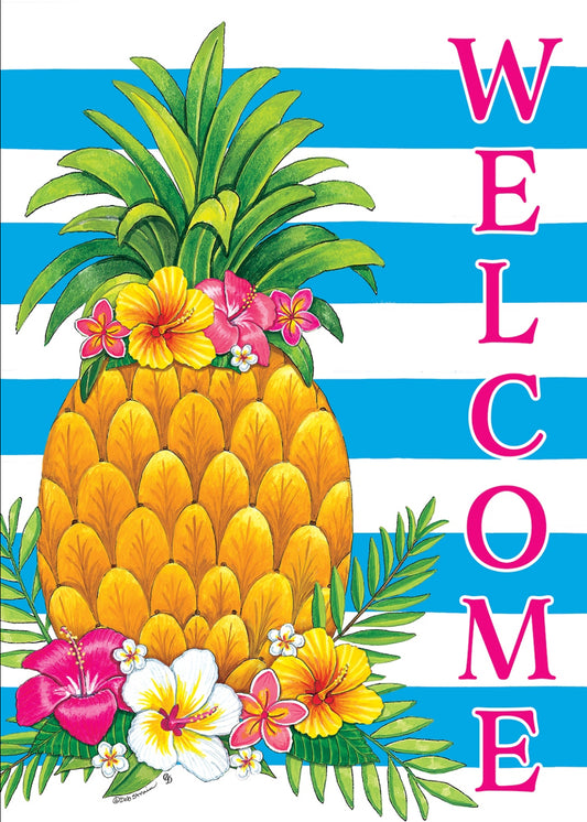 Custom Decor Pineapple Stripes Small Flag