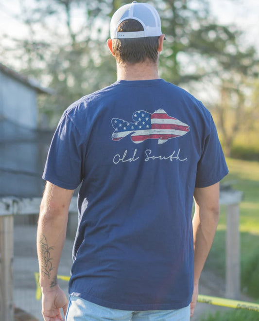 Old South Bass American Flag Short Sleeve True Navy