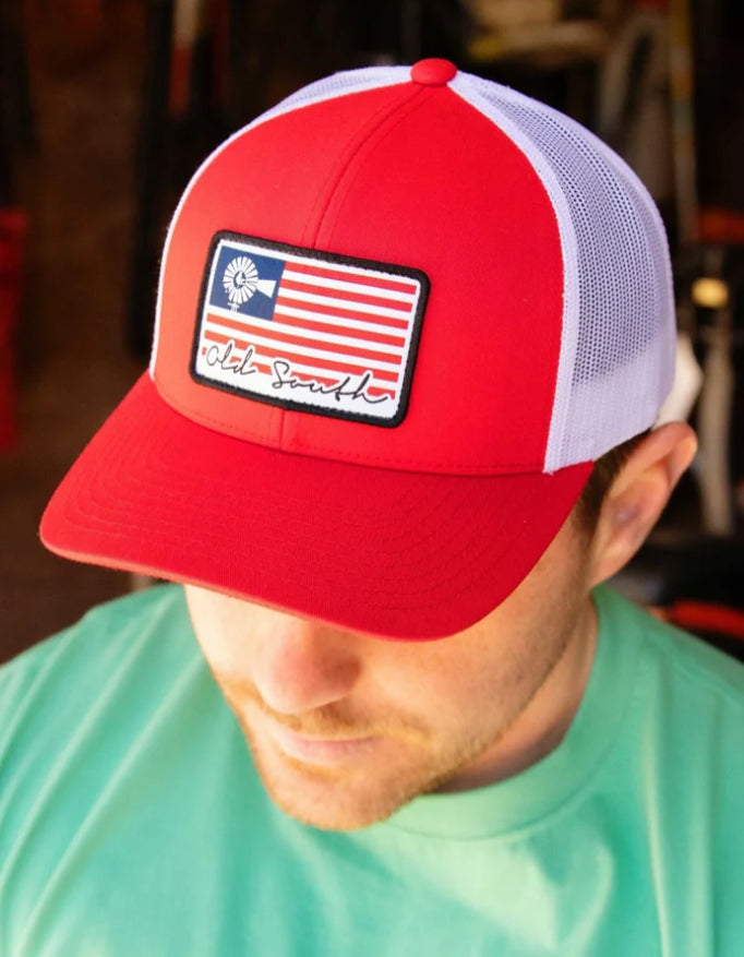 Old South USA Patch Trucker Hat Red/ White