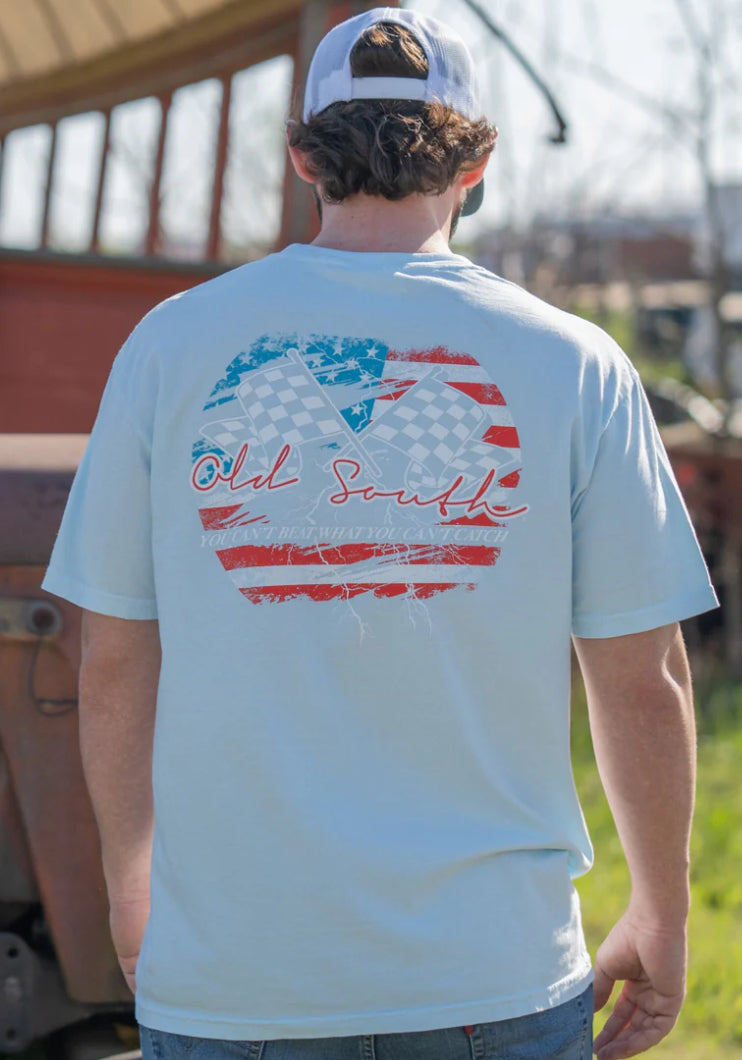 Old South S/S Tee Checkered Flag Chambray