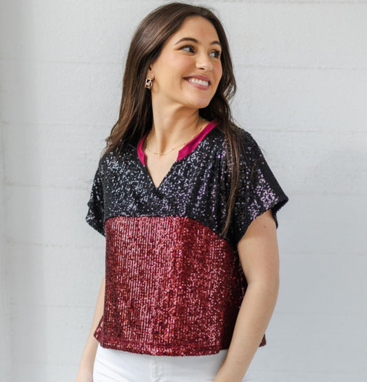 Mary Square Top Diane Garnet & Black