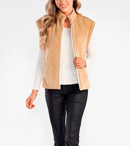 Mudpie Dixie Reverse Puff Vest Tan