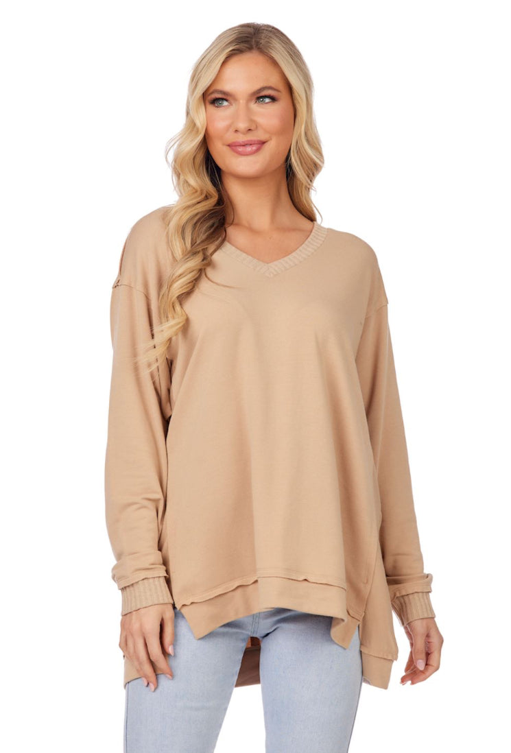 Mud Pie Willie Long Sleeve Tee Tan