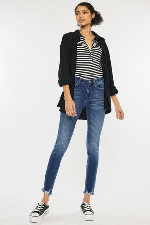 KanCan  High Rise Fray Hem Super Skinny Jeans