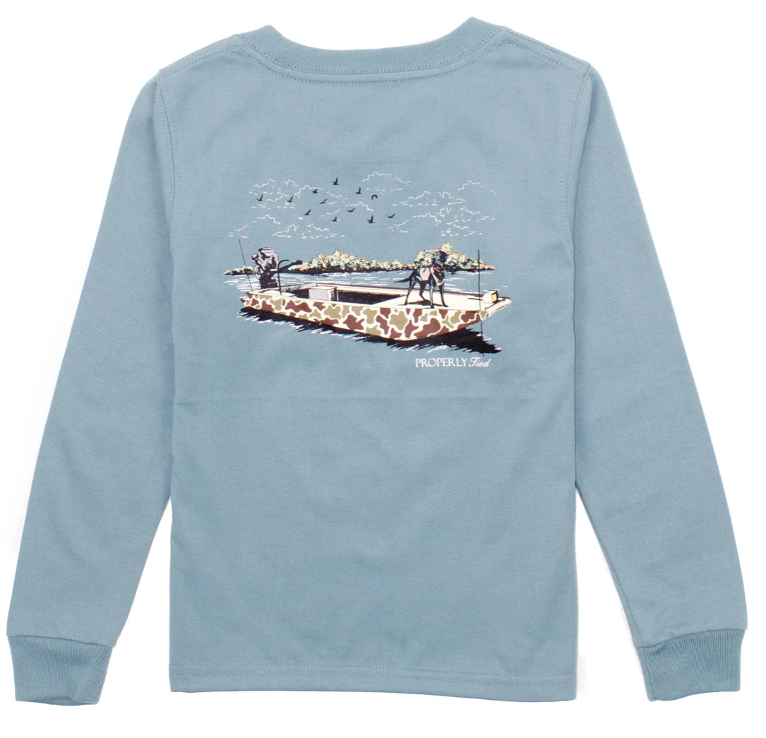 Properly Tied Boat Ride Long Sleeve Steel Blue