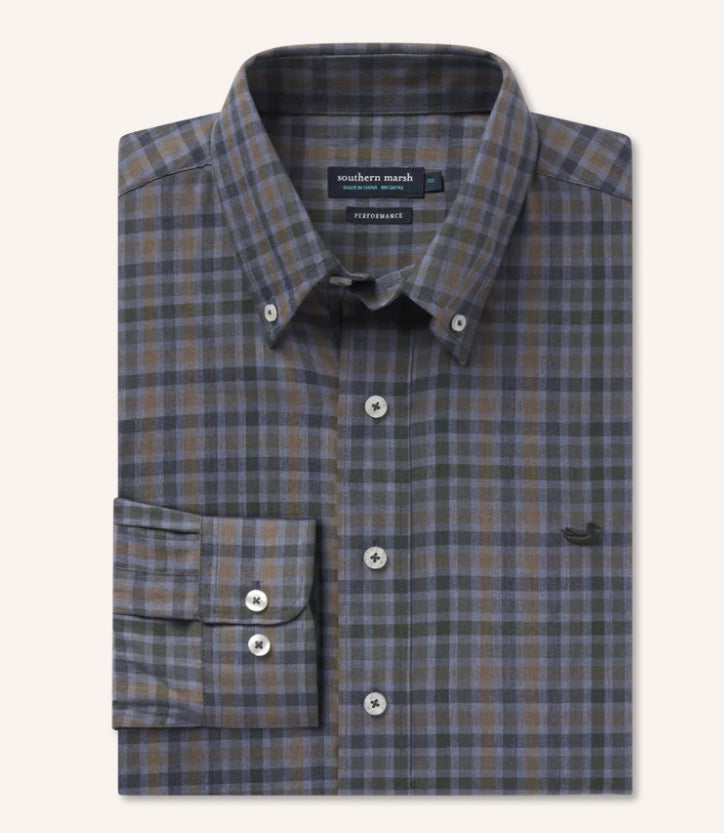 Southern Marsh Brantley Performance Dress Shirt  Slate/ Navy