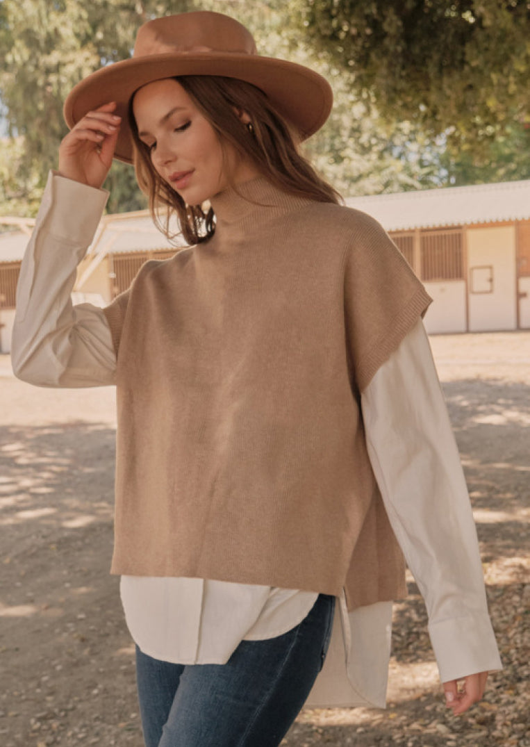 Jodifl Taupe Short Sleeve Sweater