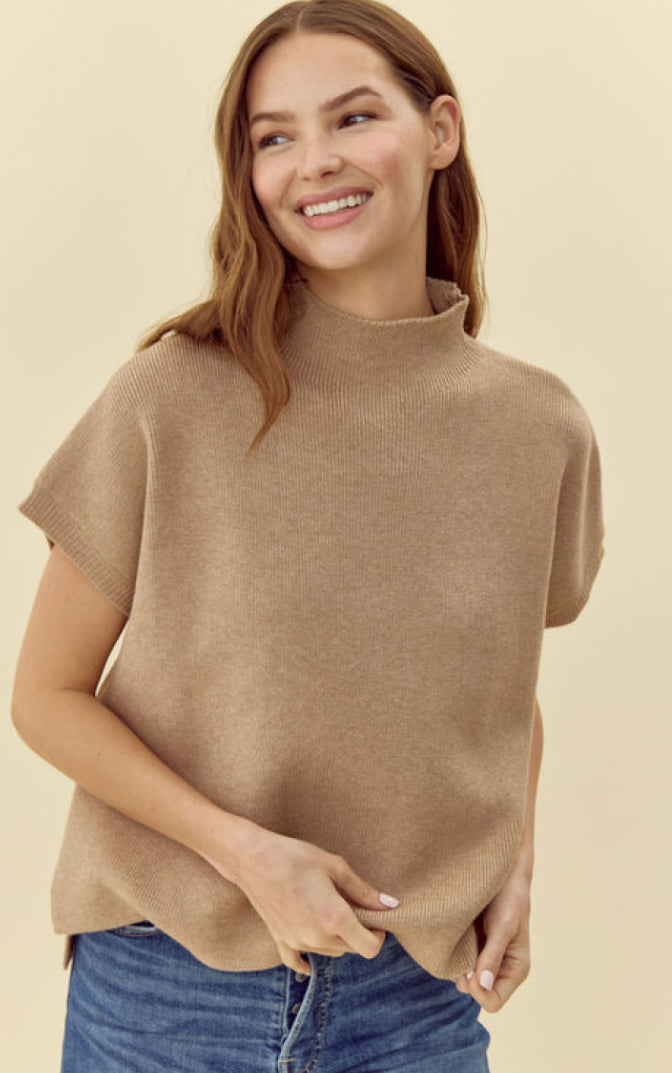 Jodifl Taupe Short Sleeve Sweater