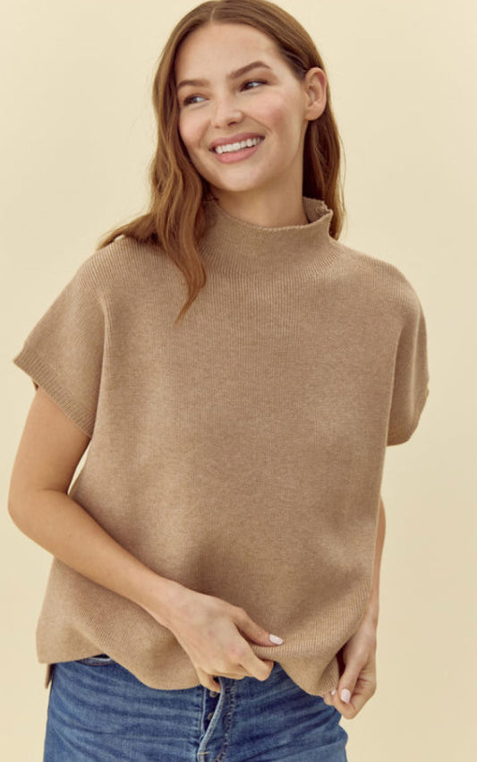 Jodifl Taupe Short Sleeve Sweater