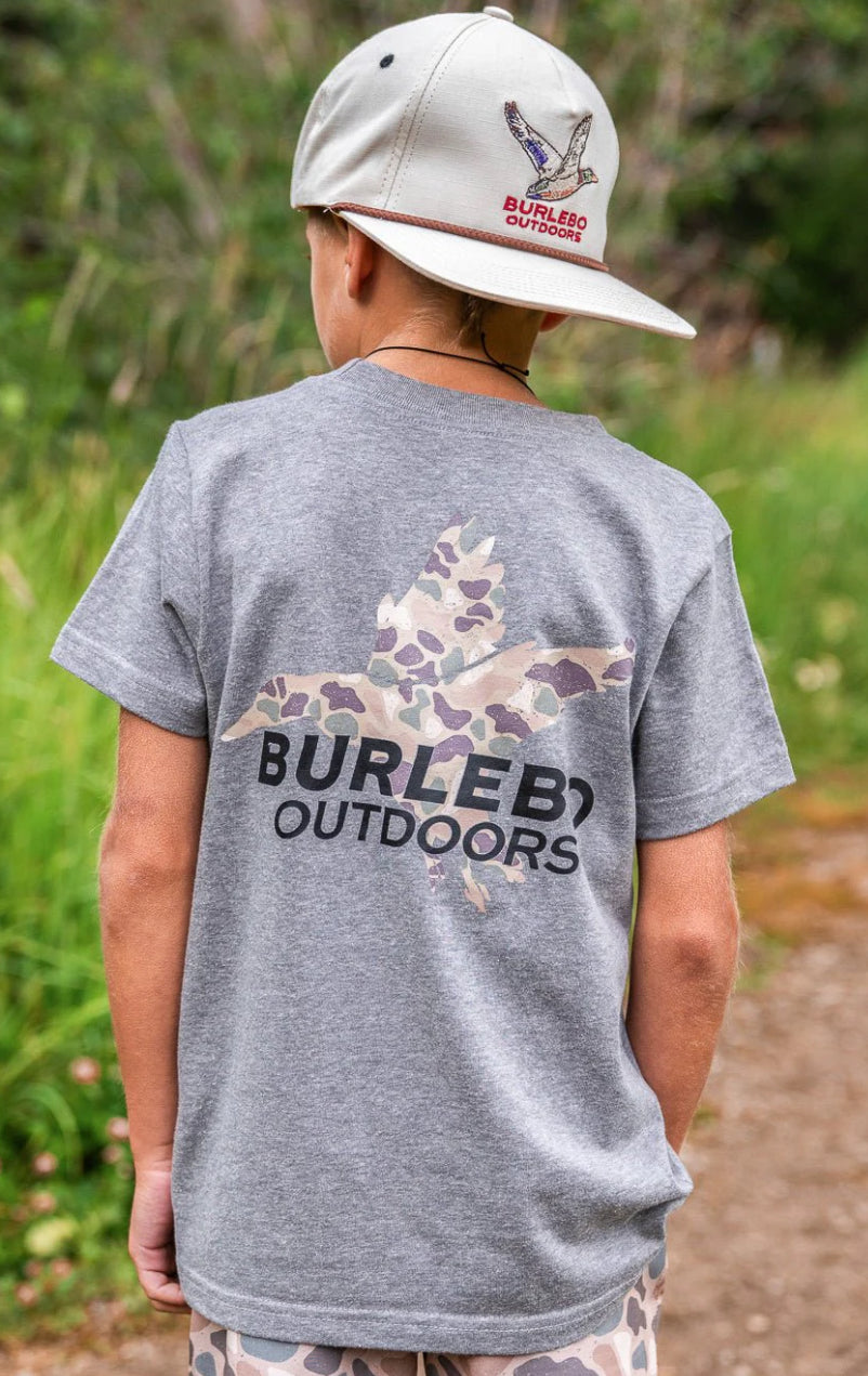 Burlebo Youth Tee - Pintail Diving Duck - SS - Dark Heather Grey