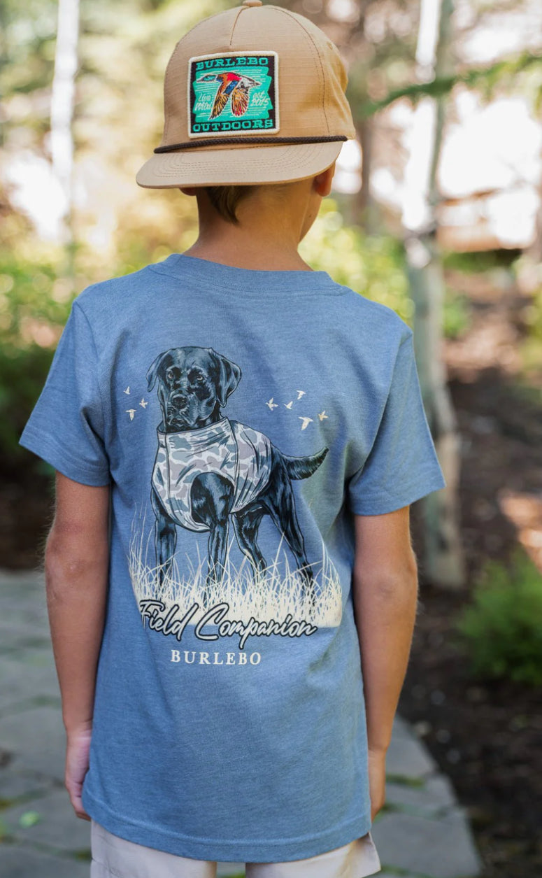 Burlebo Youth Tee - Field Companion - SS - Heather Blue Jean