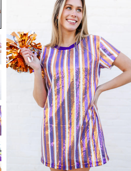 Mary Square Dress Julia Orange & Purple