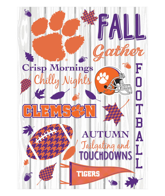 Evergreen  Clemson Moire/ Fall Seasonal  Garden Flag