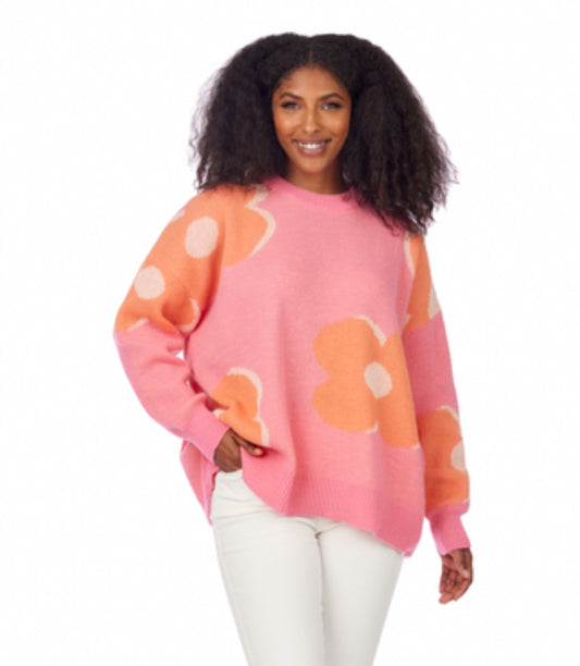 Mudpie Jadie Floral Sweater Pink