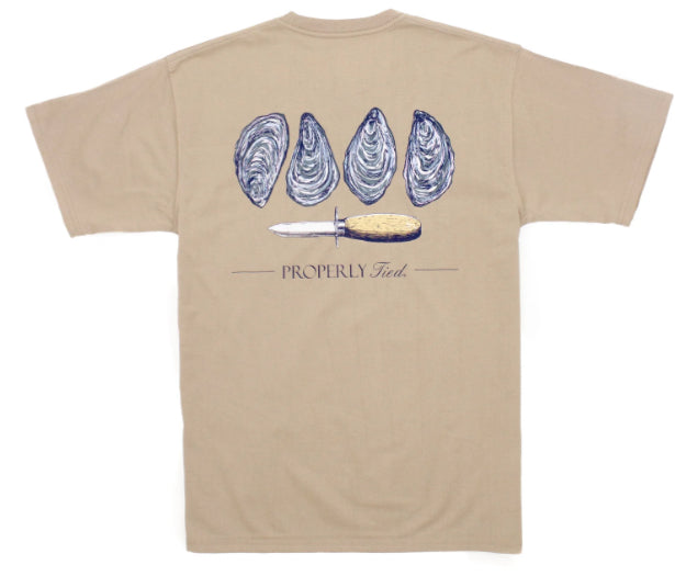 Properly Tied Oysters S/S Tee Sand