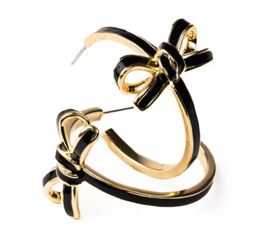 Michelle McDowell  Luxe Bow Hoops Earrings Black 59195