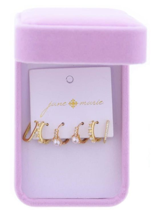 Jane Marie Set Of 3 Huggie Earrings