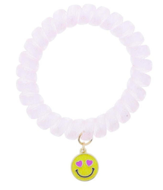 Jane Marie Kids Light Pink Glitter Spiral Band with Yellow Glitter Heart Eyed Happy Face