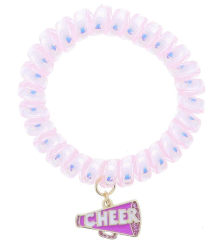 Jane Marie Light Pink Iridescent Spiral Band With Fuchsia and Magenta Glitter CHEER