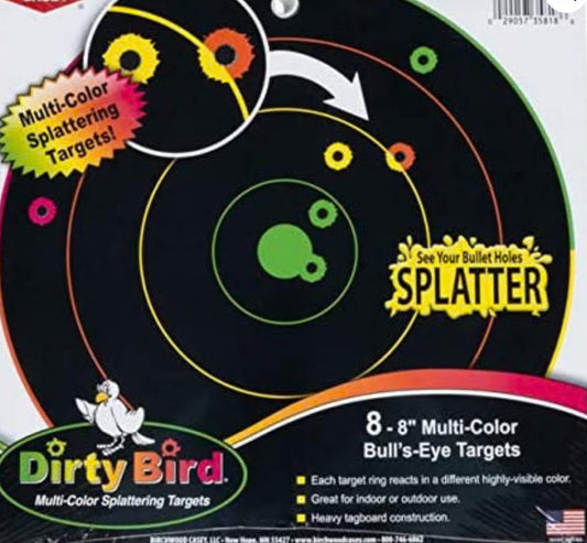 Dirty bird 20 8” Bullseye Targets Multicolor Splatter Targets