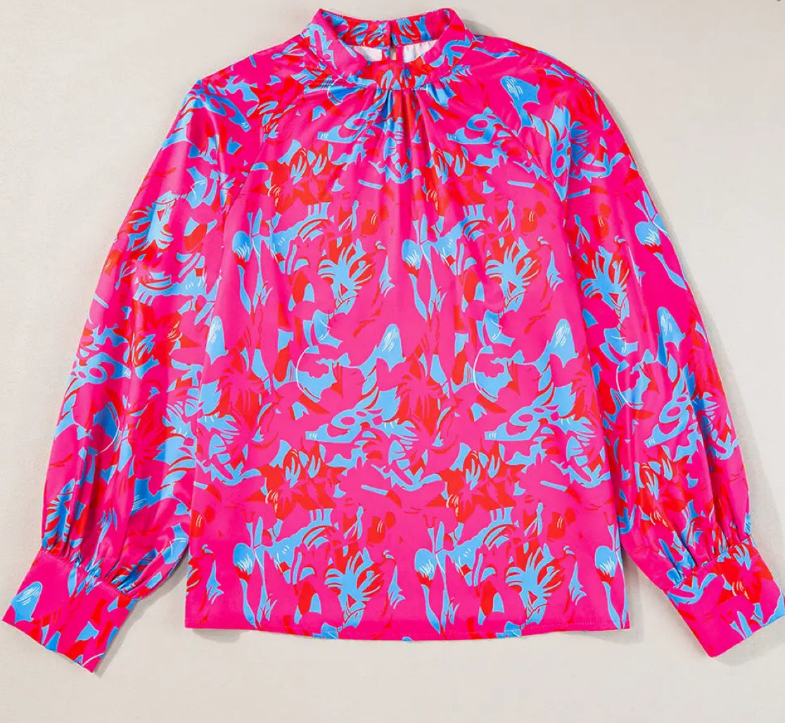 Faire Abstract Bubble Sleeve Blouse | Purple