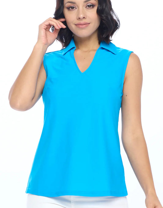 Aryeh Rosa Sleeveless Polo Top Turquoise
