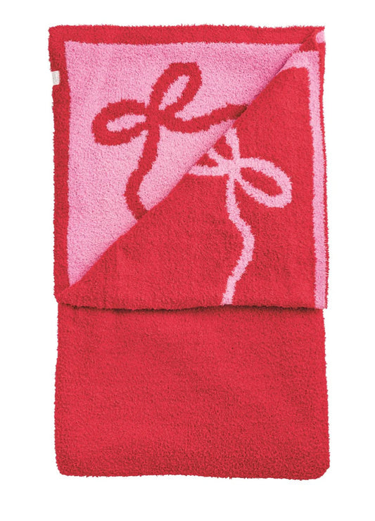 Mudpie Holiday Chenille Blanket Bow