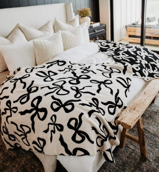 Katydid Black & White Bows Double Sided Oversized Throw Blanket