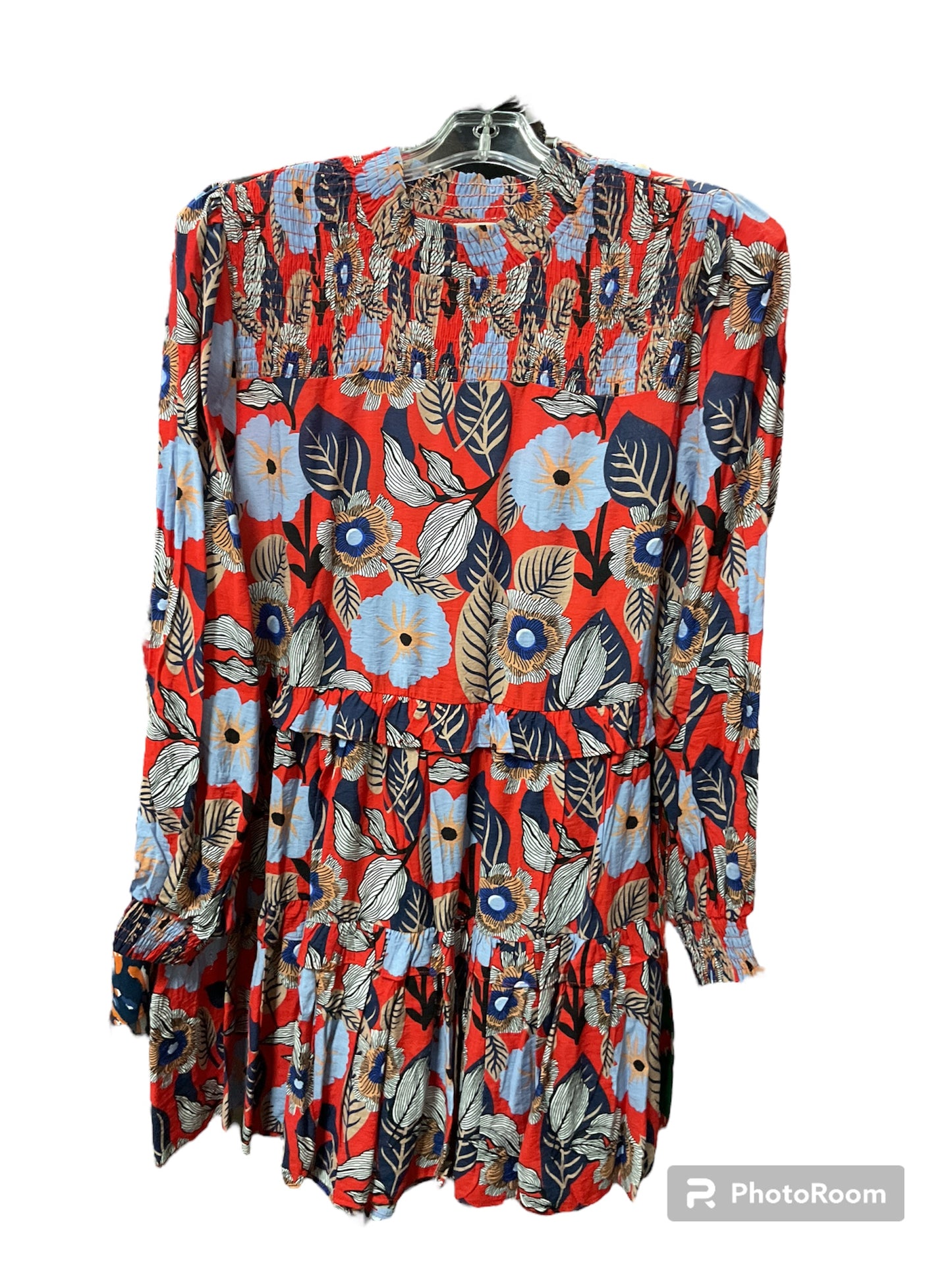 Jodifl Burnt Orange  Dress  Red/ Blue Flowers