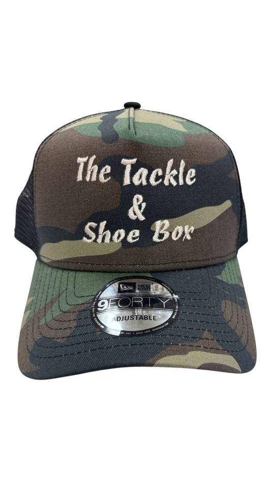 New Era The Tackle and Shoe Box Camo Trucker Hat NE205